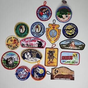 Lot of 16 BSA Patches Boy Scouts Camporee Webelos Woods District Council Oath